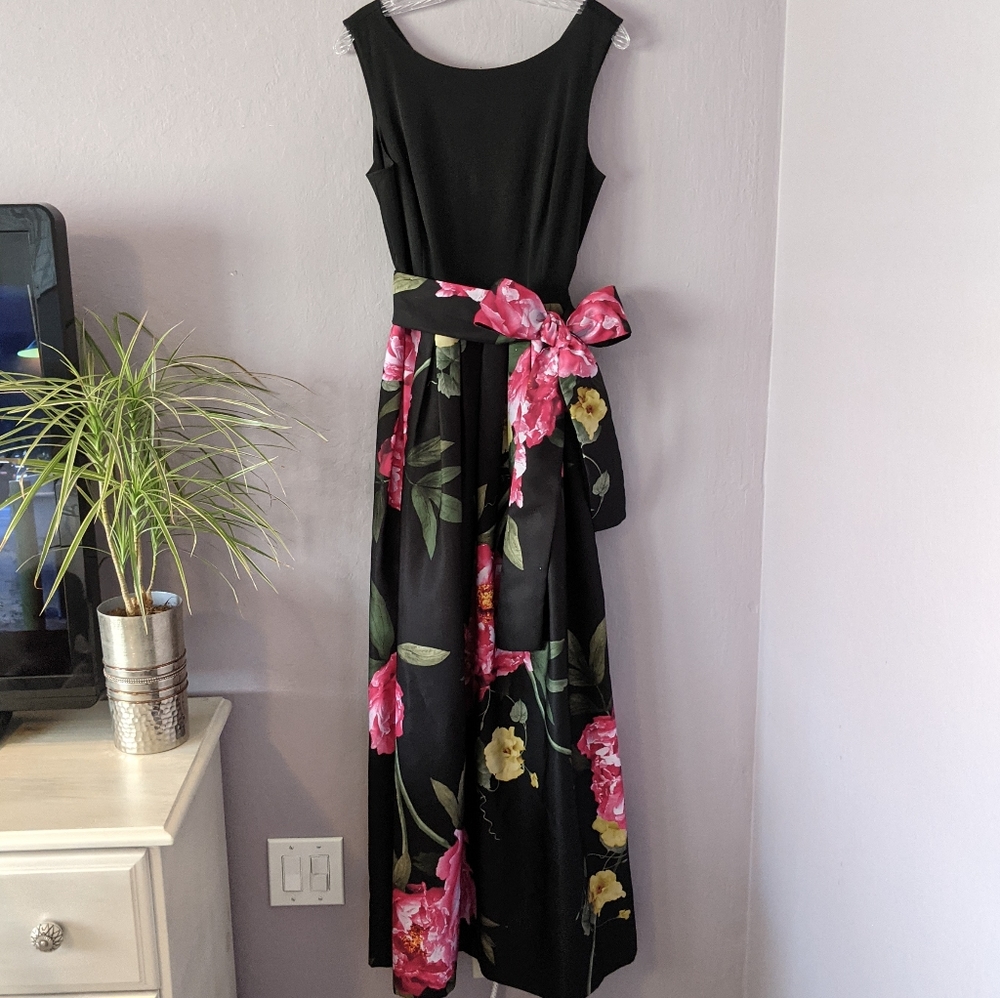 Tahari black/ floral dress size 12